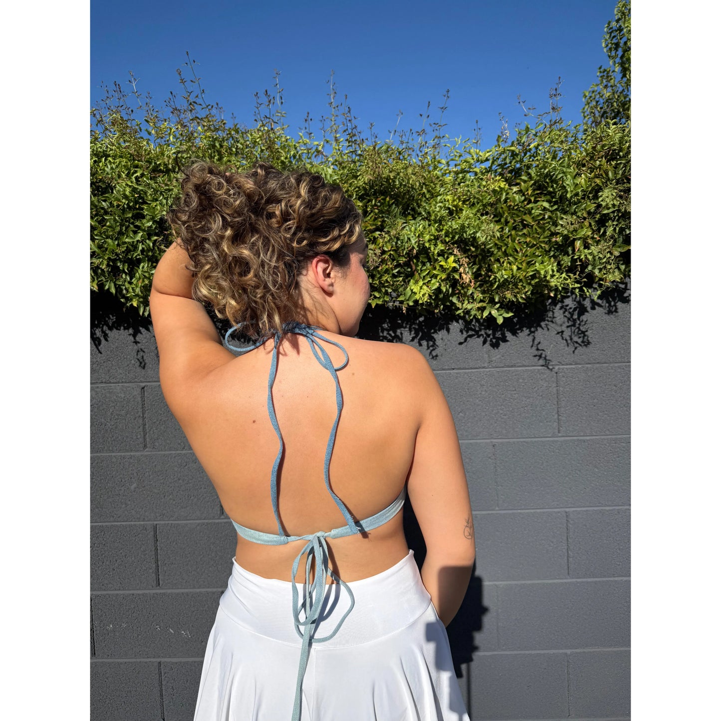 Color Block Denim Bra Top