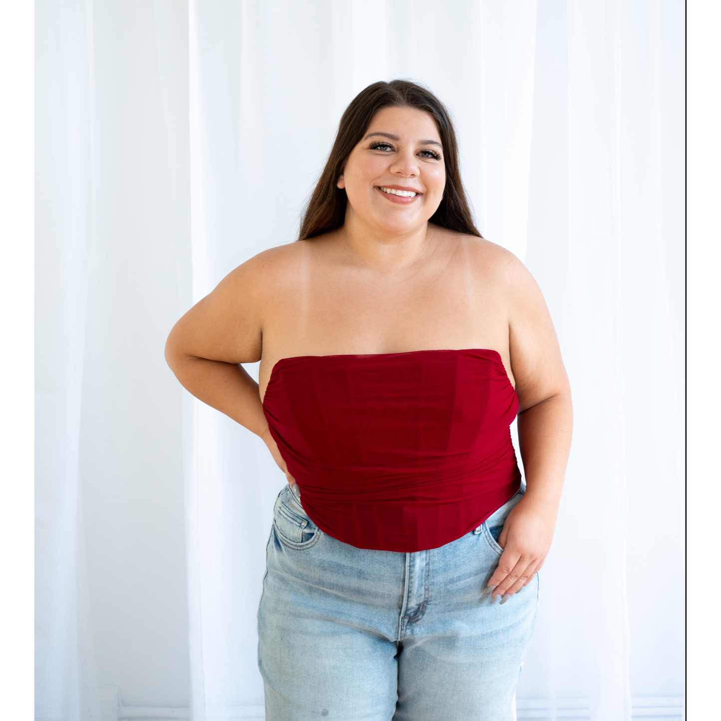 Plus Size Wine Corset Top